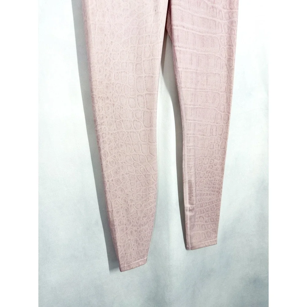 Varley Luna Legging Pink‎ Croc Embossed High Waist 7/8 Yoga Pants Size Small NWT